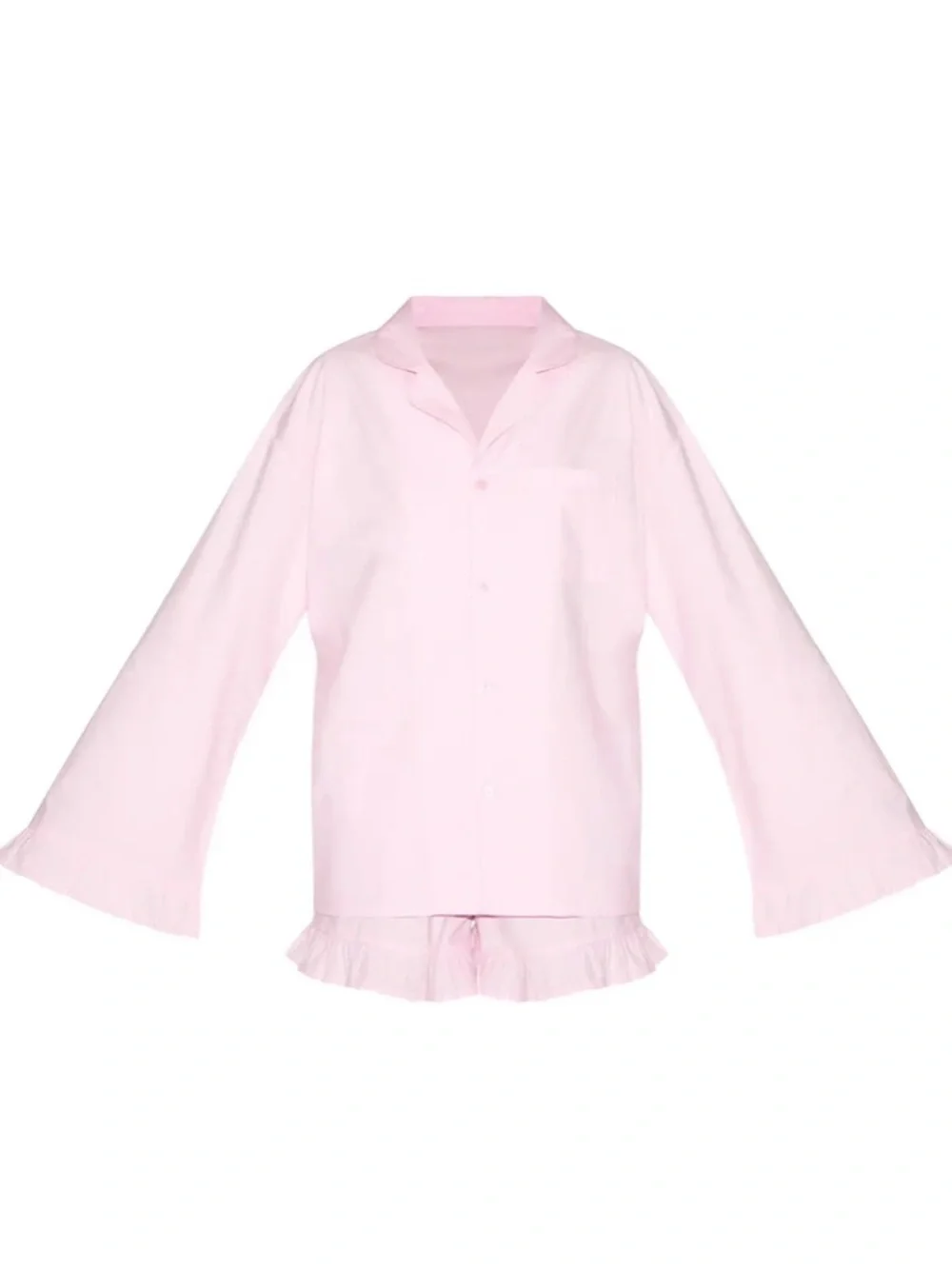 Light Pink Ruffle Hem Pajama Set 100% cotton - Picture 5 of 5